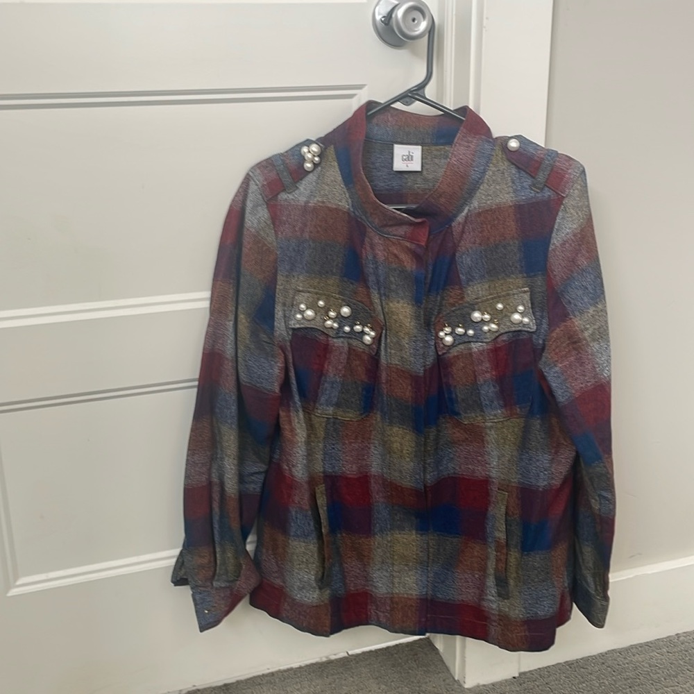 Cabi College plaid shacket